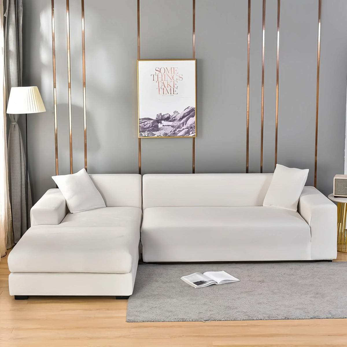 Housse Universelle Premium Pour Canapé - Protection Complète Contre Les Taches — Blanc, photo 8